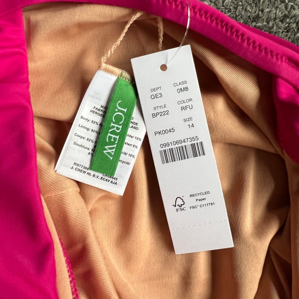 J. Crew Pink Ruffle One Piece Swimsuit NWT Size 14 - Picture 9 of 10